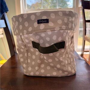 thirty-one Gray and White Polka Dot Fabric medium size bin
